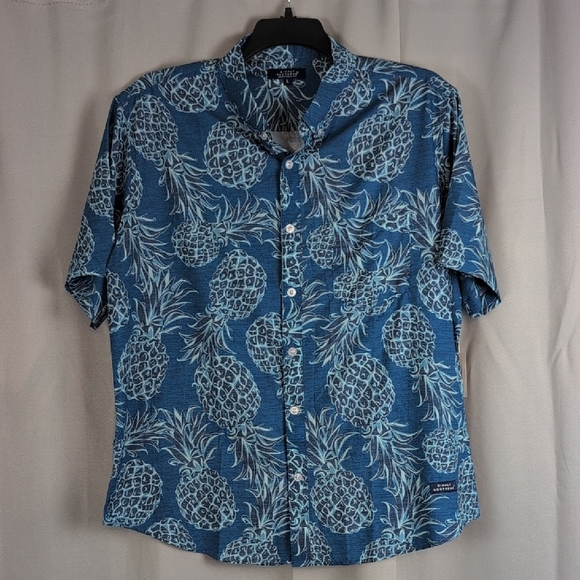 Simply Southern Blue Pineapple Casual Button Down Shirt - Picture 1 of 7